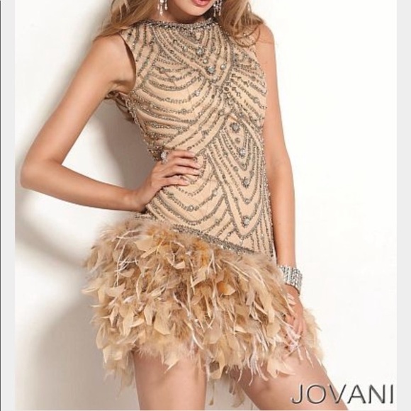 Jovani Dresses & Skirts - Jovani Cocktail feather dress